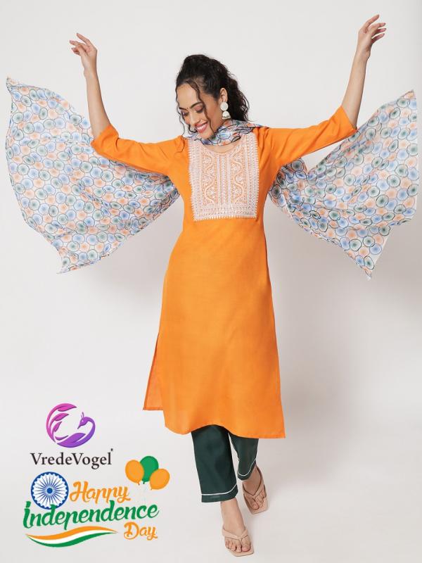 VredeVogel Independence Outfit Kurta, Pant & Dupatta Set  